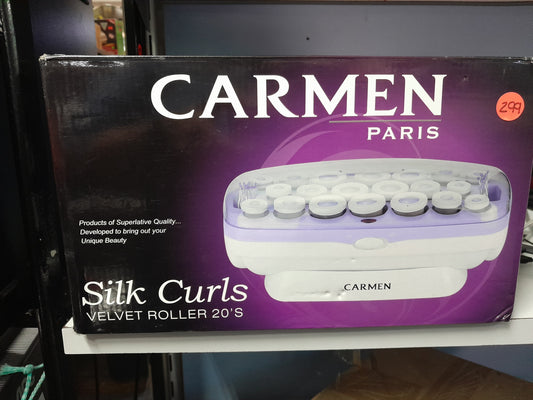 Carmen Silk Velvet Roller 20's Set in Original Packaging with Easy Wrap Rollers and Butterfly Clips