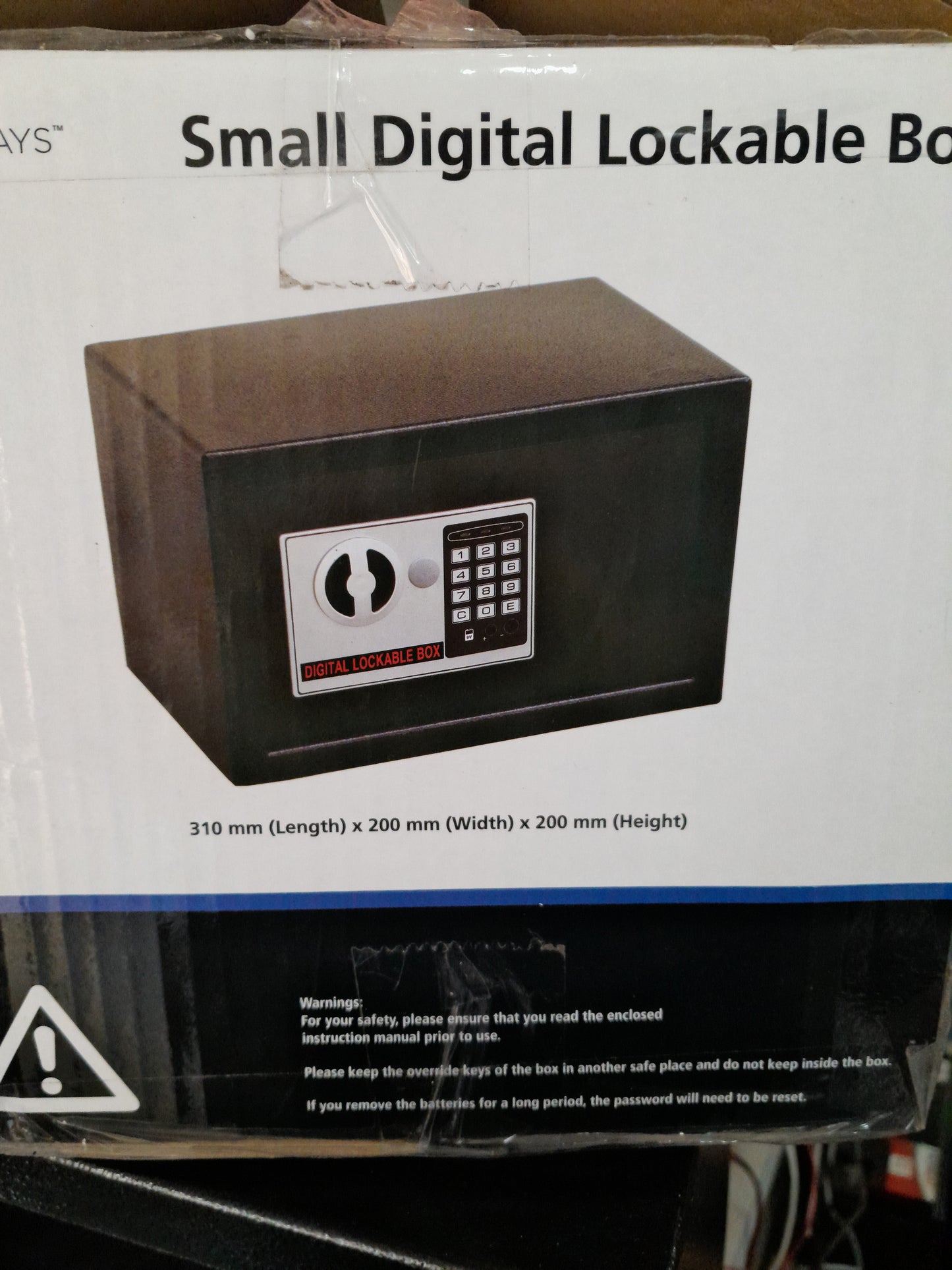 Mainstays small digital lockable box, dimensions 310x200x200 mm, ideal for secure storage.