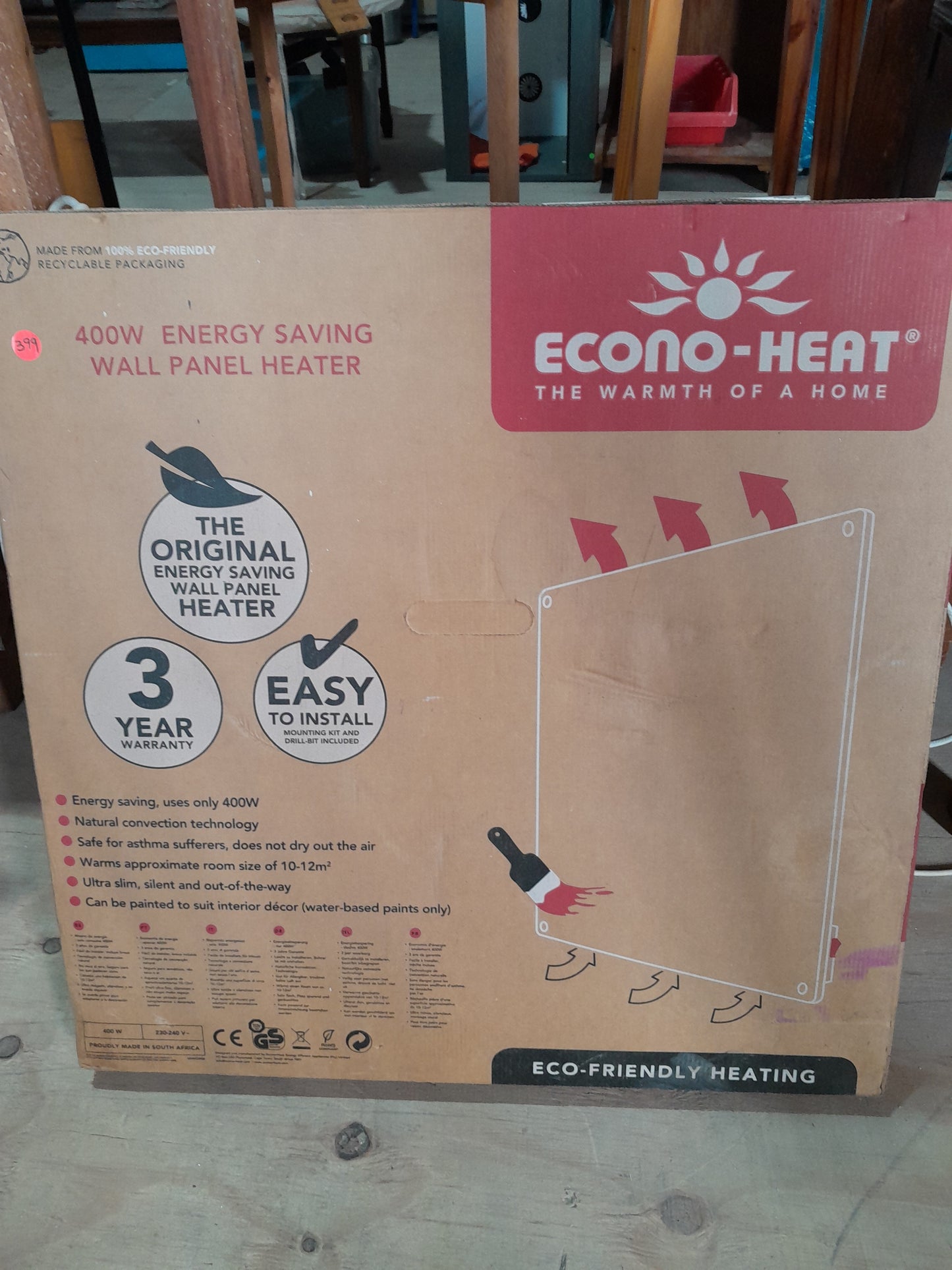 Econo-Heat 400W Wall Panel Heater, energy-efficient and eco-friendly heating solution for small rooms.