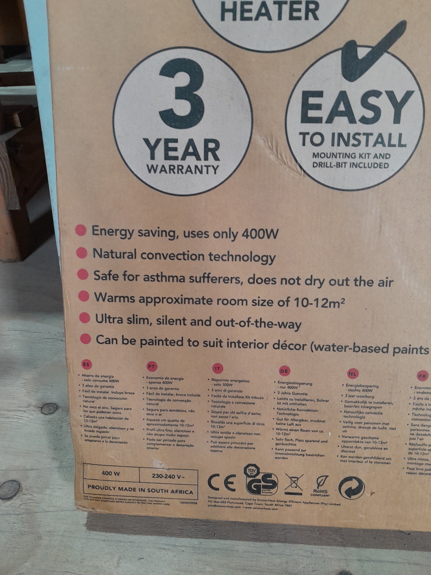 Econo-Heat Wall Panel Heater designed for energy efficiency and safe use around children and pets.
