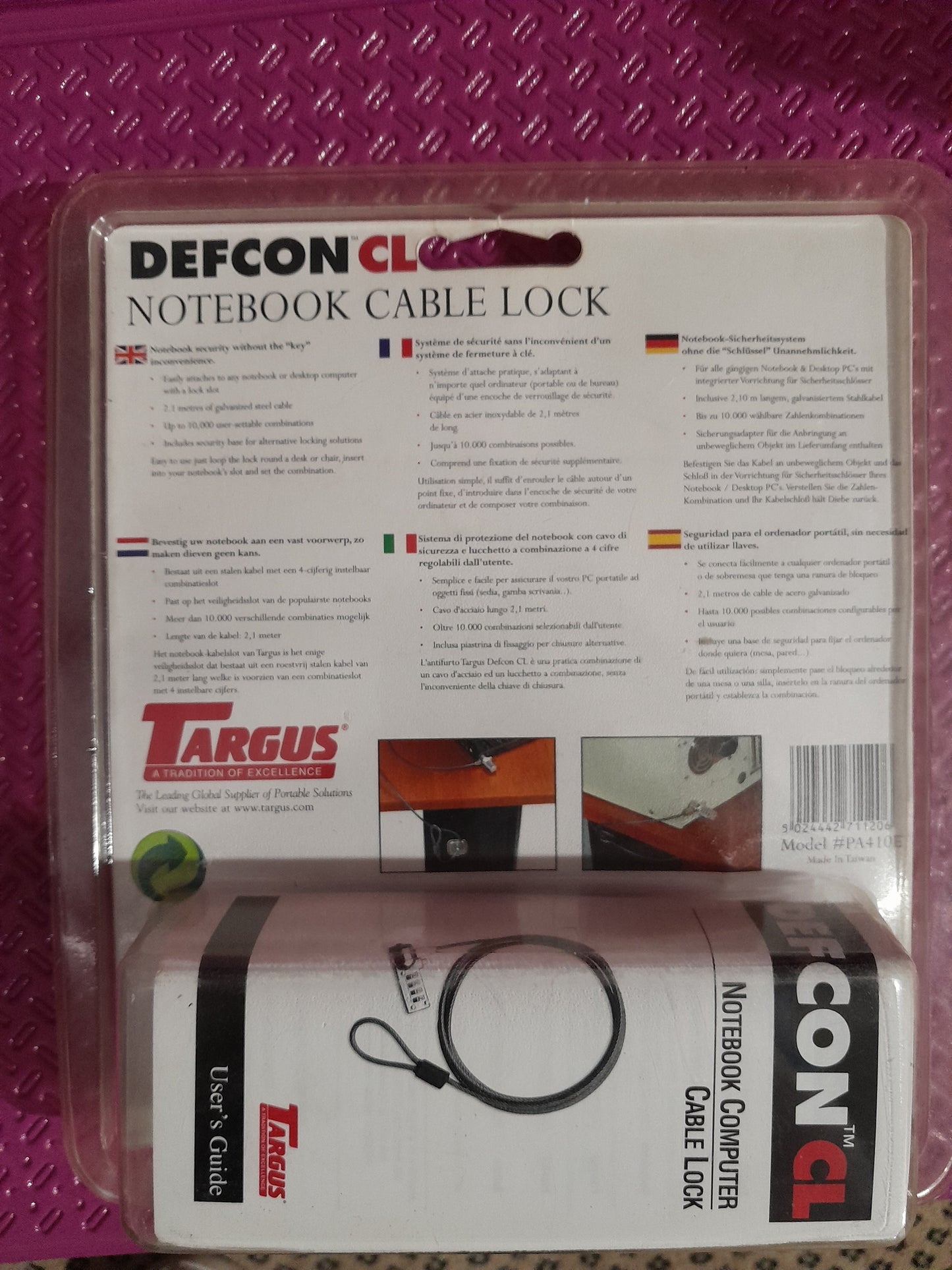 Targus CL Notebook Cable Lock with galvanized steel cable for laptop security.