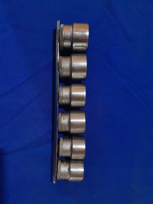 6-piece Gedore socket set showcasing sizes 27-36 for versatile tool use.