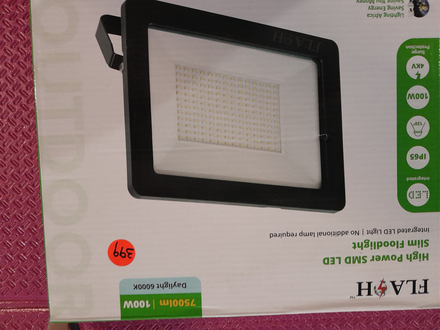 Box view of Flash High Power SMD LED Slim Floodlight, ideal for energy-efficient lighting solutions.