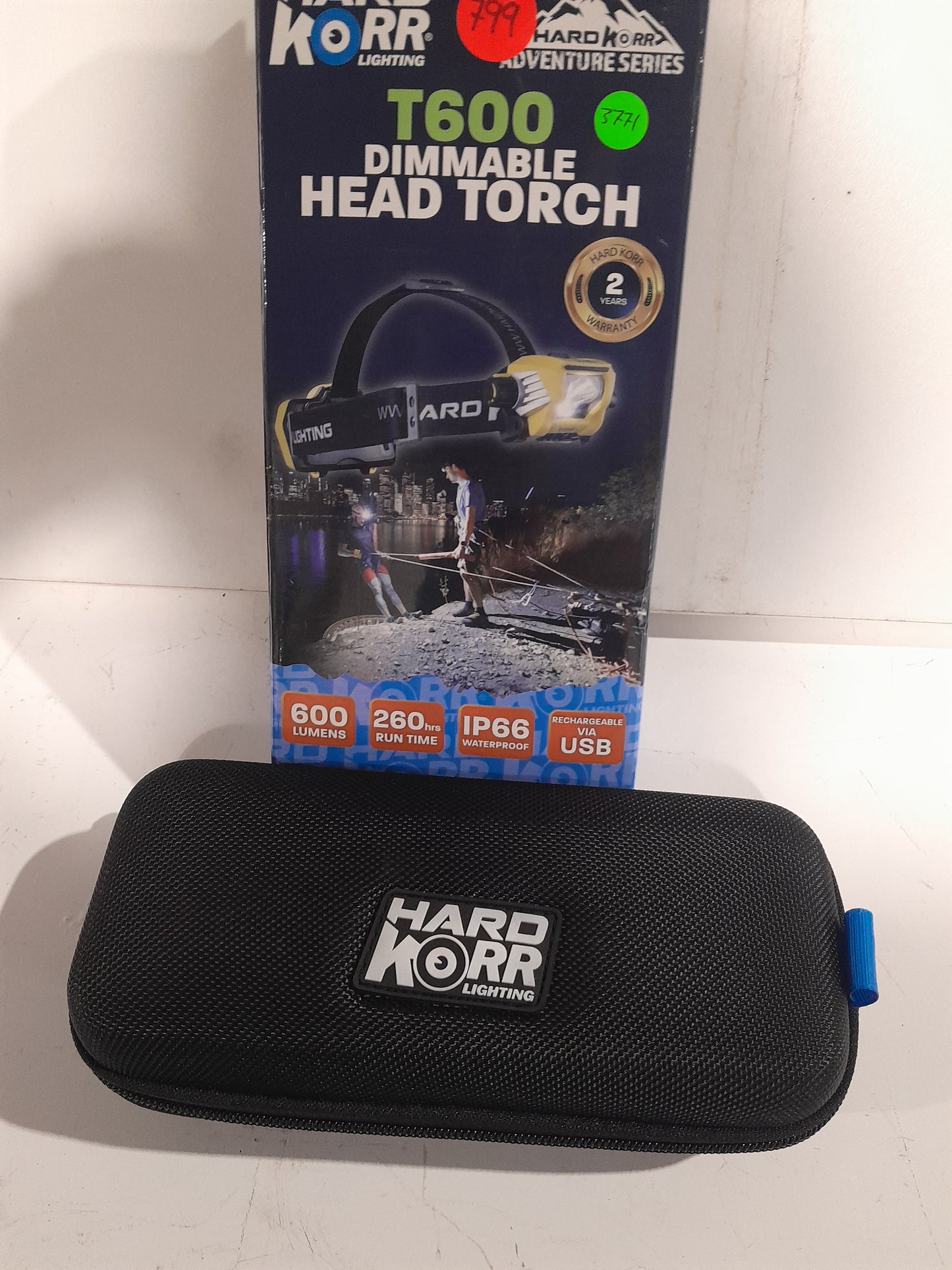 Compact storage case for the Hard Korr T600 head torch, designed for easy transport and organization.