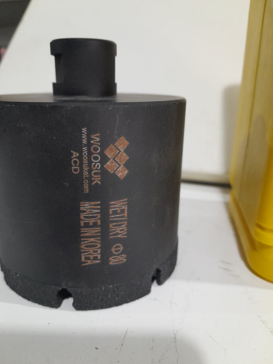 Woosuk 80mm diamond core drill for porcelain, ceramic, marble, and granite tiles.