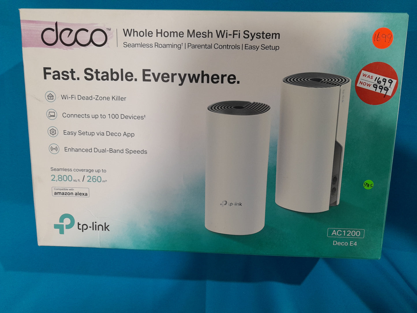 TP-Link Deco Whole Home Mesh Wi-Fi System, AC1200, eliminates dead zones with dual-band speeds.