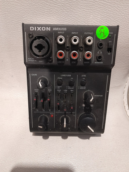 Dixon AM3USB 5 channel mixer with USB interface for home studios and podcasts.