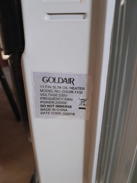 Compact Goldair 11Fin Slim Oil Heater, designed for efficient room heating in just 10-15 minutes.