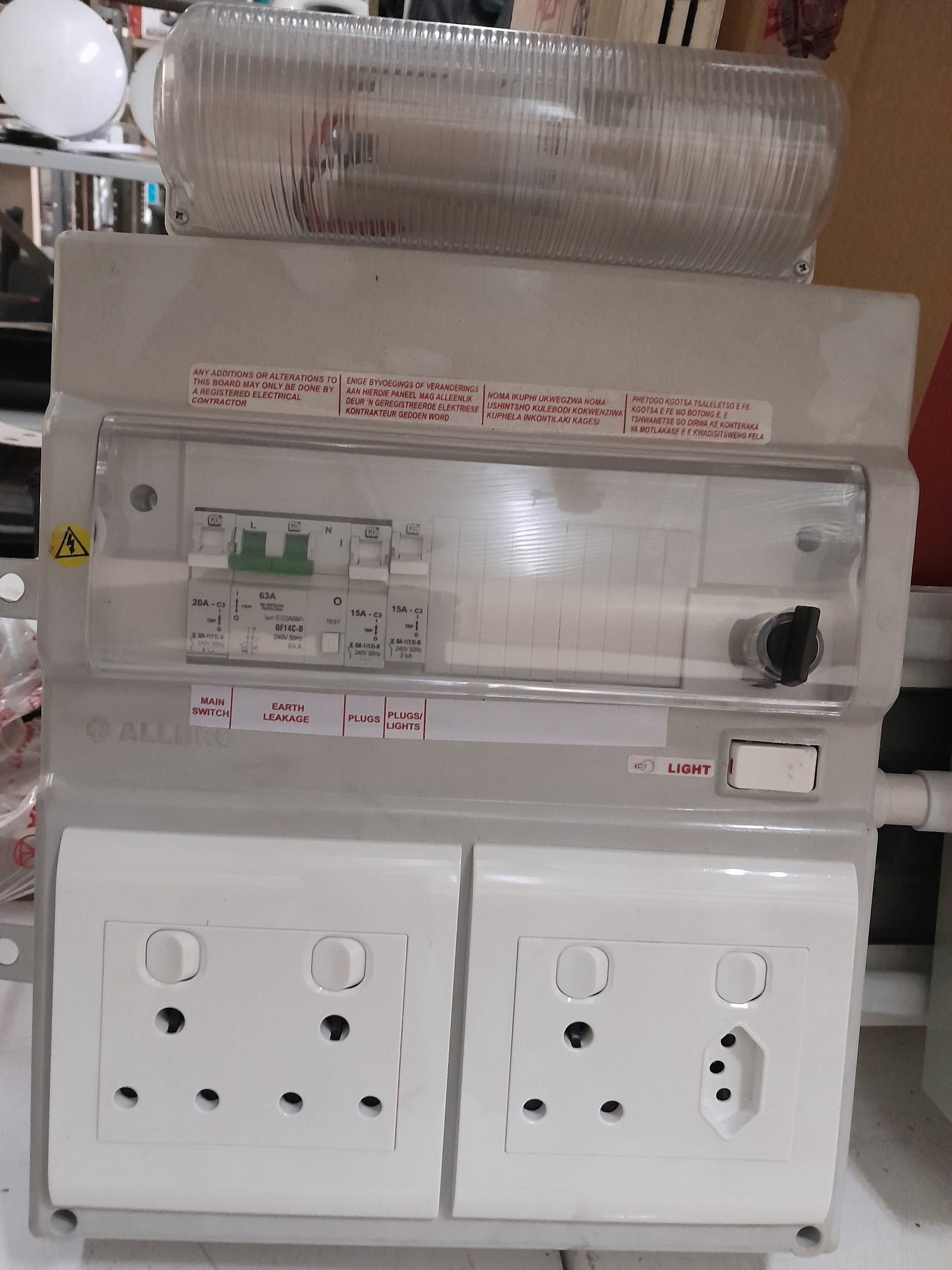 Secondhand AllBro DB Box complete with essential electrical components for safe usage.