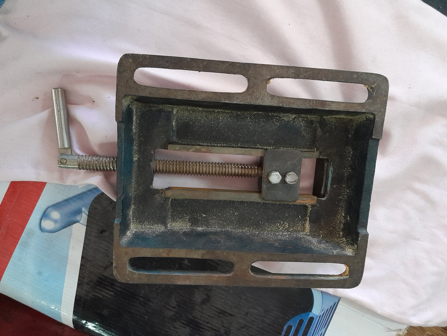 Secondhand drill press vice featuring a robust construction, perfect for securing materials while drilling.