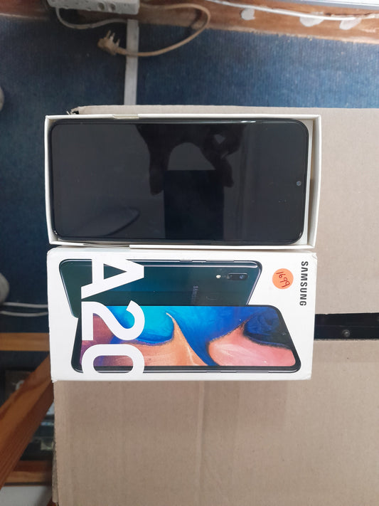 Top view of Samsung Galaxy A20, featuring its stylish design and camera layout.