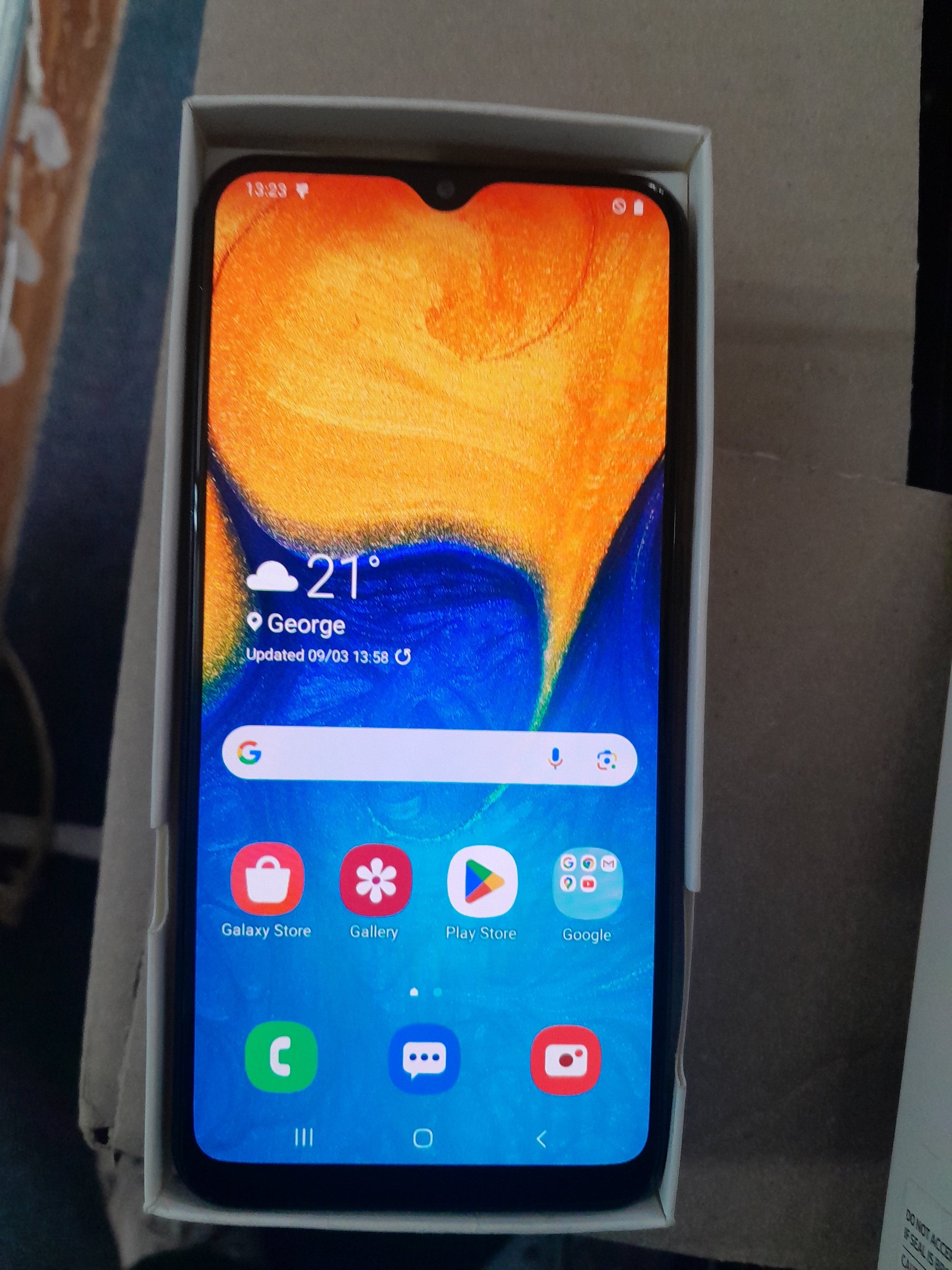 Samsung Galaxy A20 showcasing modern technology with octa-core processor and vibrant interface.