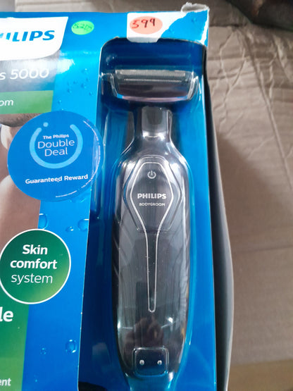 Philips Bodygroom series 5000, featuring skin comfort system for smooth grooming.