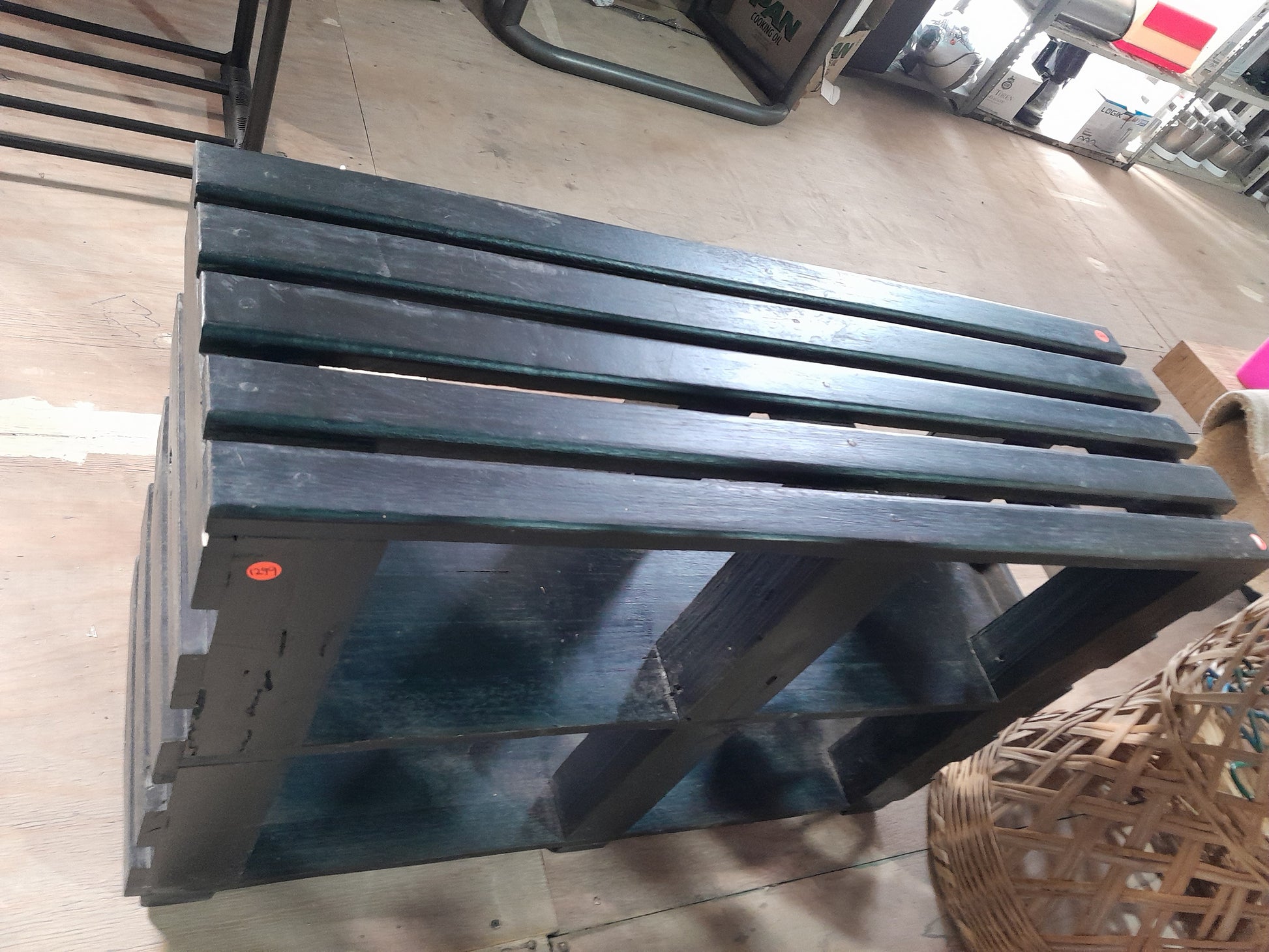 Sturdy wooden black TV stand, perfect for supporting your television and media equipment.