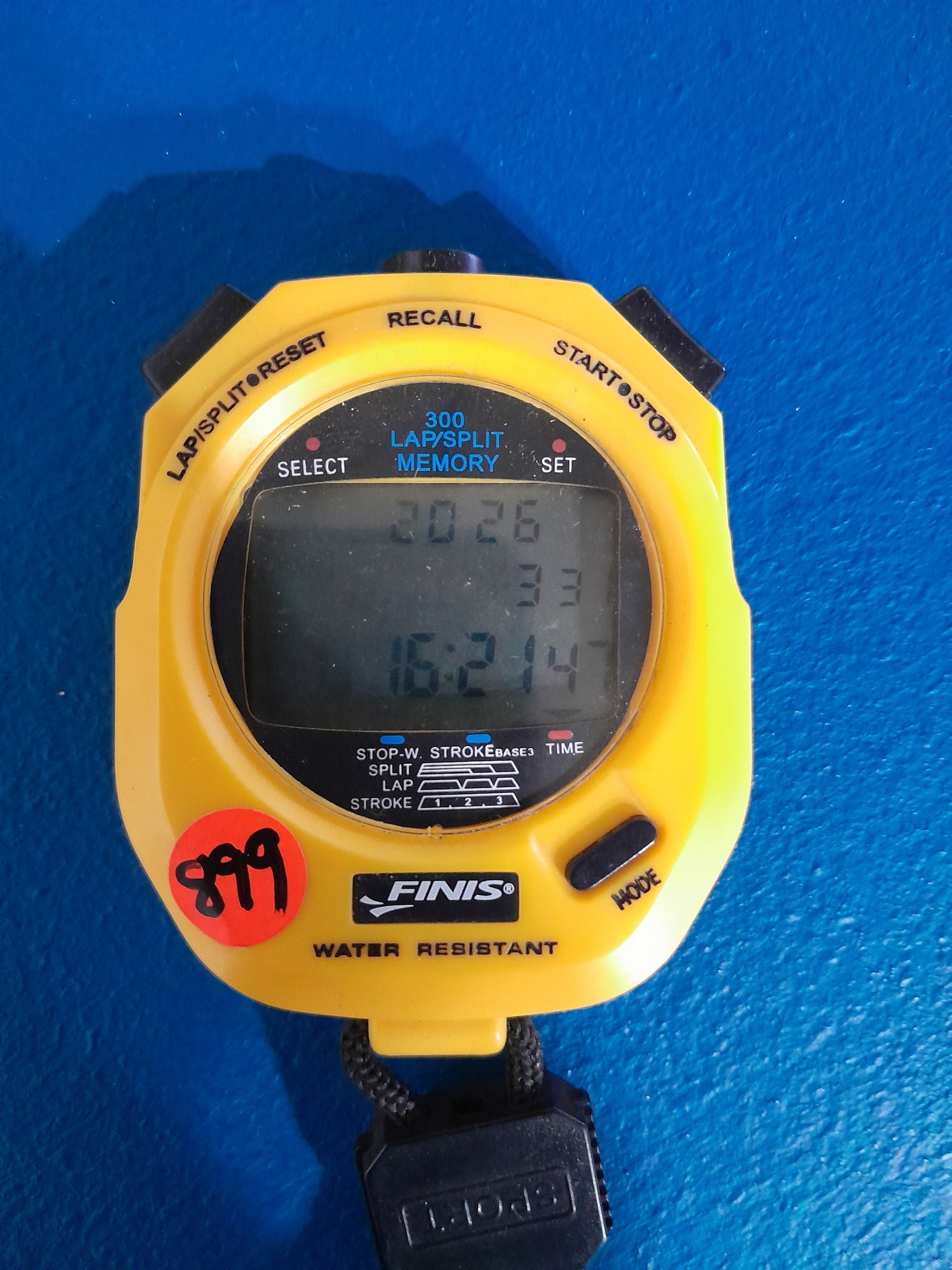 Waterproof Finis 3x300m Stopwatch ideal for tracking swimming performance and lap times.