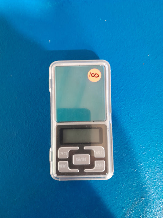 MH-Series Portable Scale displayed on a blue background, ideal for weighing jewelry and herbs.