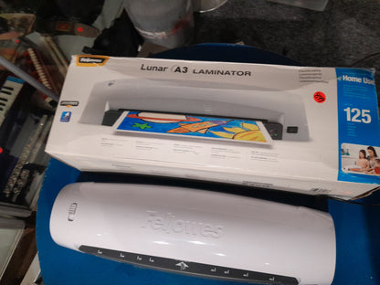 Fellowes Lunar A3 Laminator for home or small office use, laminates documents up to A3 size.