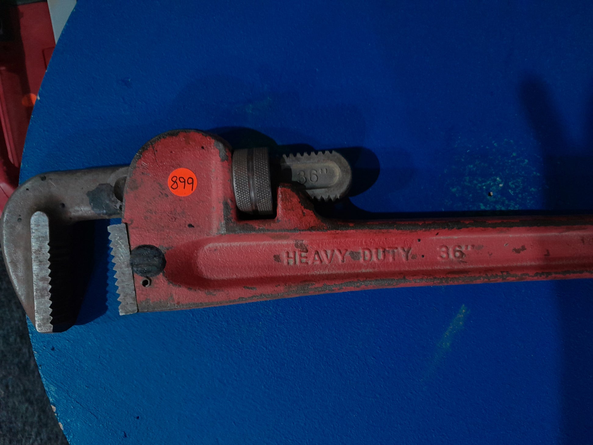 Sturdy 36-inch heavy duty pipe wrench, suitable for various plumbing applications.