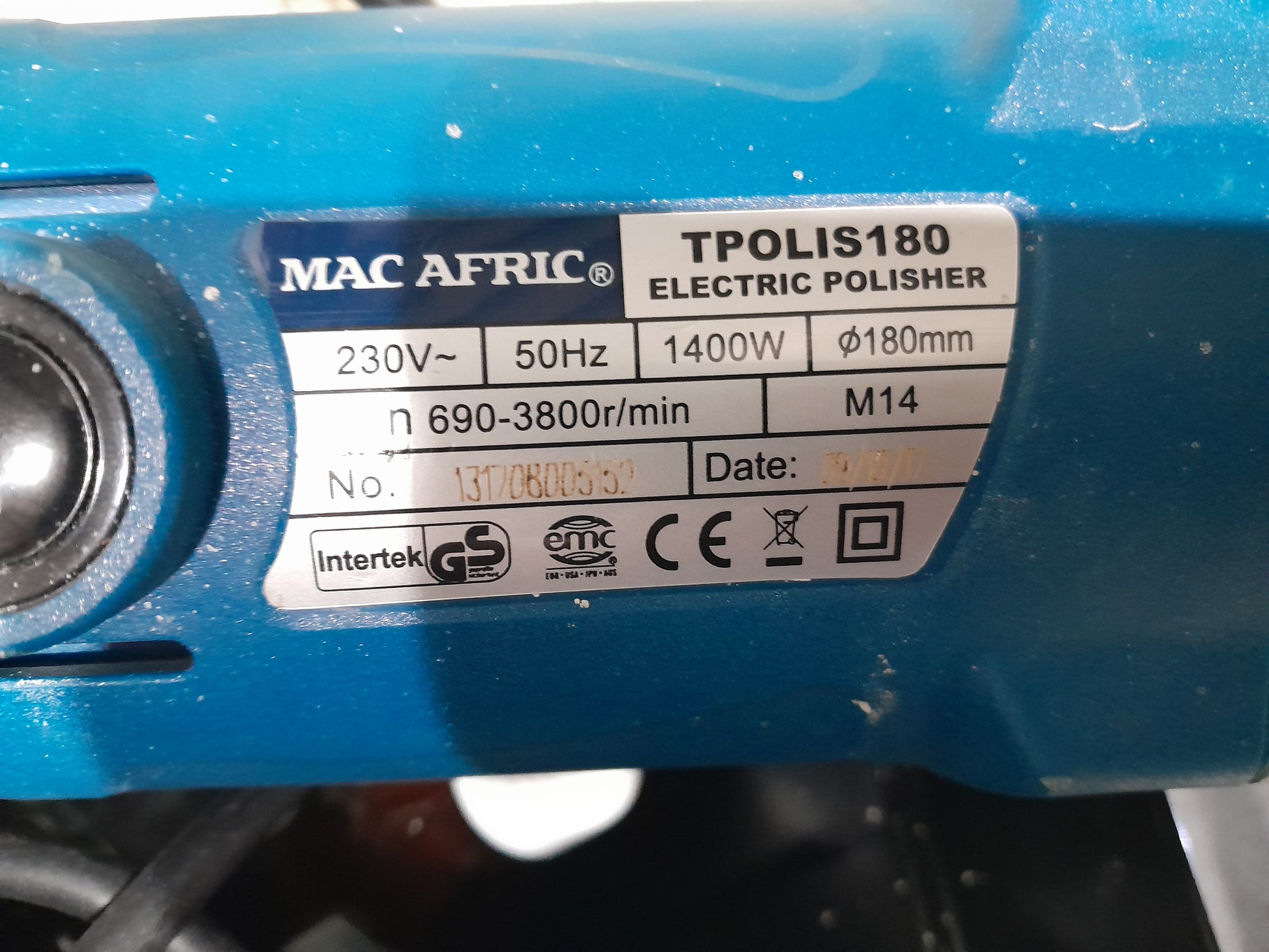 180mm MacAfric electric polisher, perfect for automotive surface preparation.