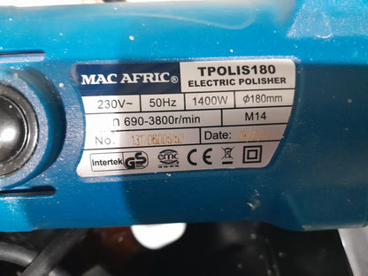 180mm MacAfric electric polisher, perfect for automotive surface preparation.