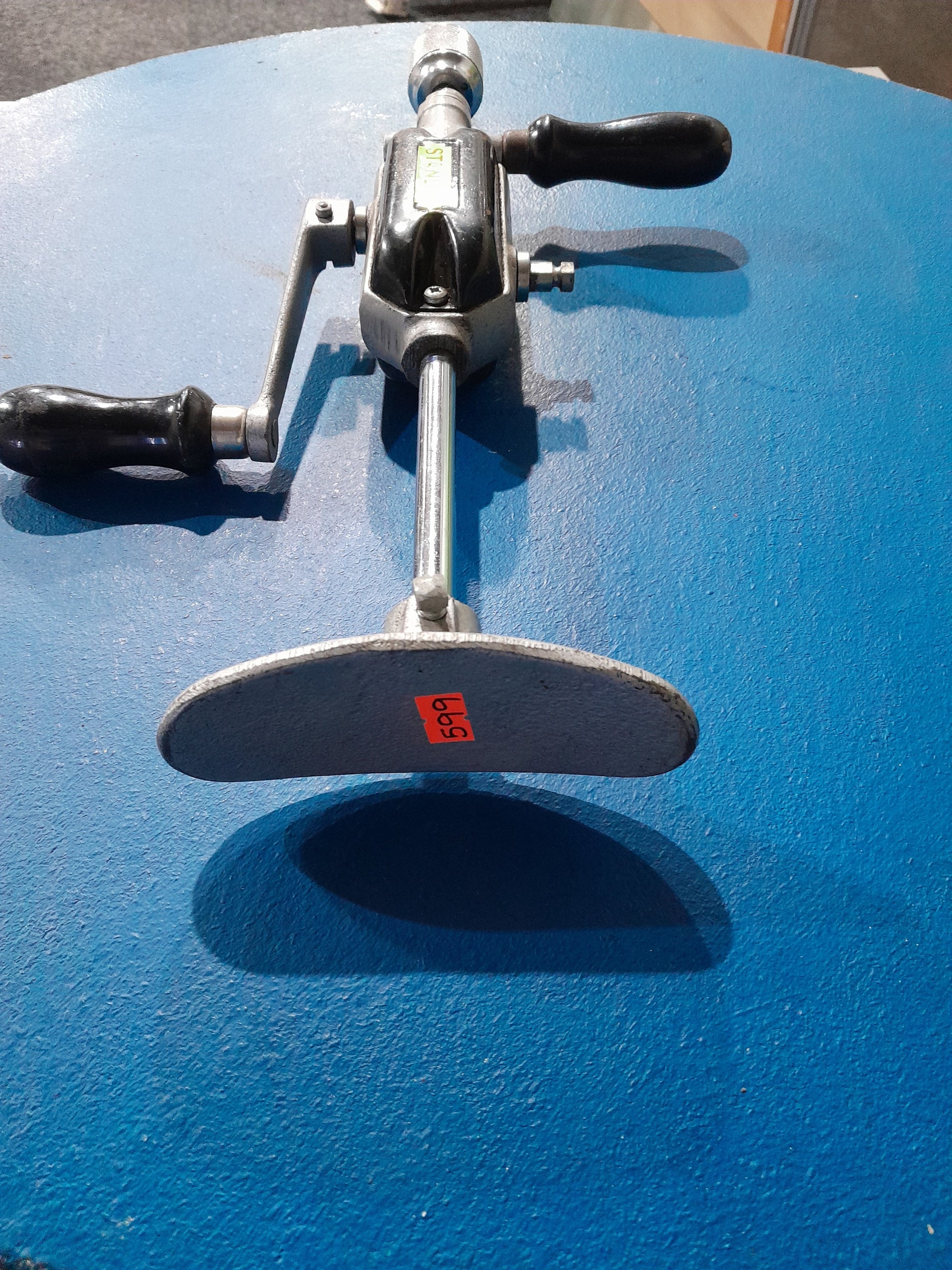Top view of Vintage Stanley 748A breast drill highlighting its classic design and functional features for DIY enthusiasts.