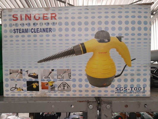 Detailed view of the Singer SGS-T001 steam cleaner highlighting its efficient steam cleaning capabilities.