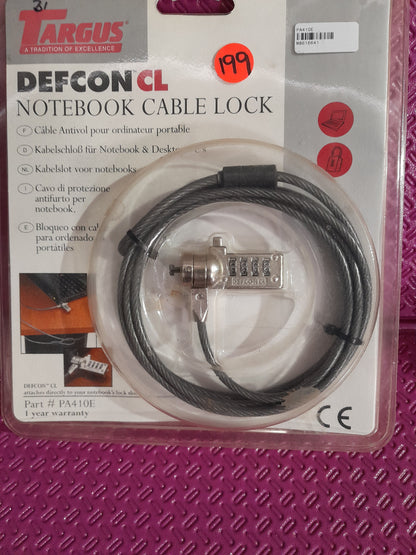 Anti-theft Targus CL Notebook Cable Lock with 2.1 meter steel cable for securing devices.