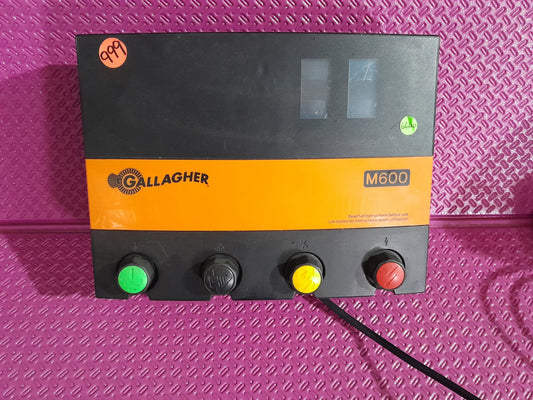 Gallagher M600 model electric fence energizer, designed for efficient animal containment with multi-strand fencing.