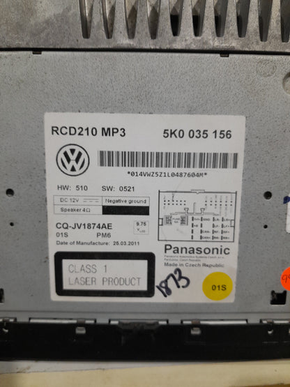 OEM Volkswagen RCD210 radio, suitable for enhancing audio in Polo, Caddy, and Golf cars.