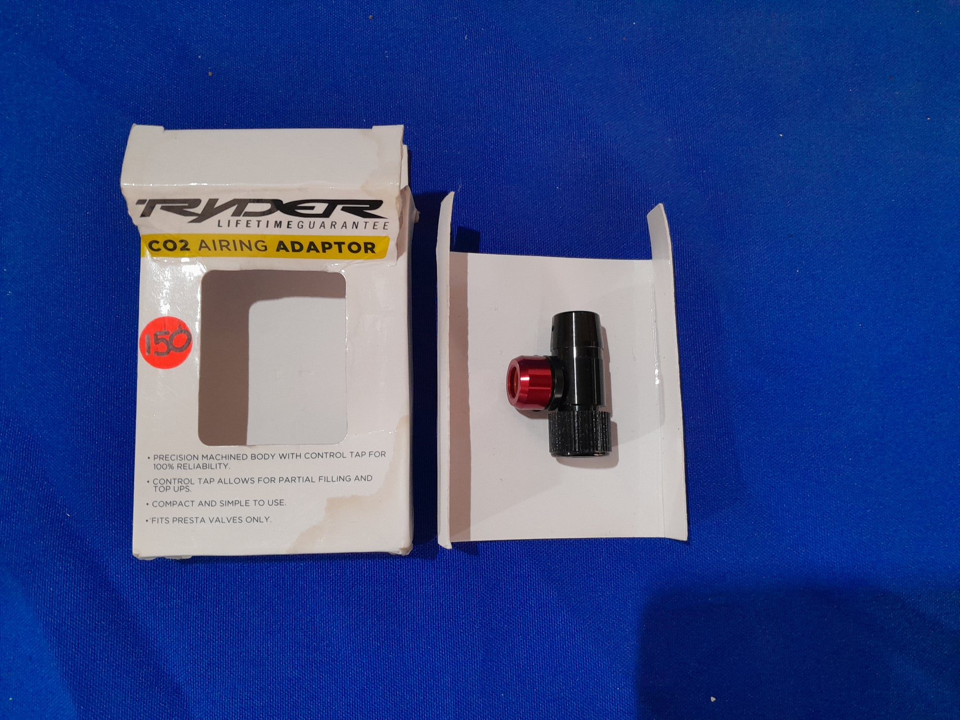 Ryder CO2 Airing Adapter with machined alloy body for reliable tire inflation.
