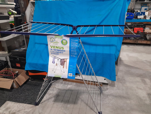 The Laundry House Venus X-Winged Laundry Airer with extra wide adjustable wings, perfect for versatile drying.
