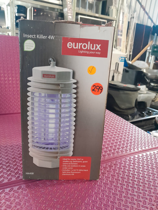Eurolux insect killer, Model H44W, featuring a 4W T5 G5 bulb for indoor use, displayed in original packaging, priced at 299.