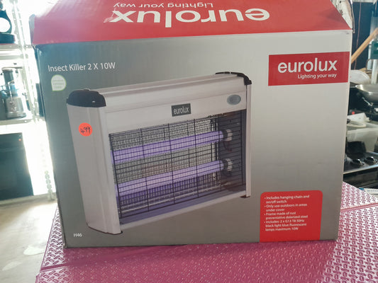 Secondhand Eurolux insect killer with dual fluorescent tubes, perfect for effective insect control in outdoor spaces.