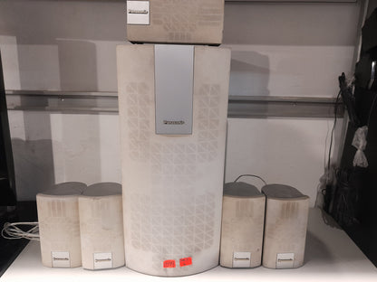 Panasonic 5.1 surround speakers set featuring six speakers for immersive home theater audio.