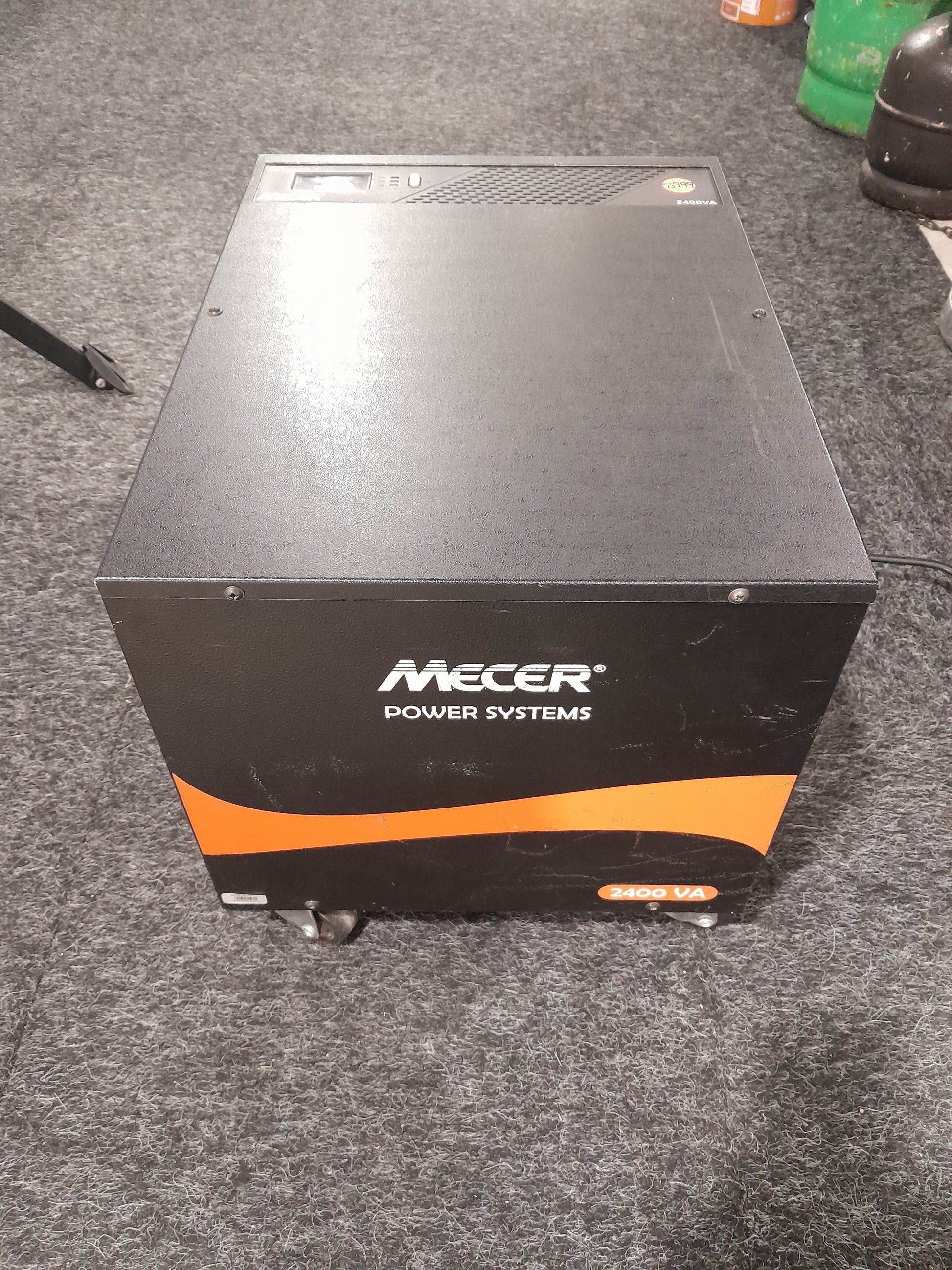 Mecer 2.4 KVA inverter on wheels, ideal for portable power solutions in various settings.