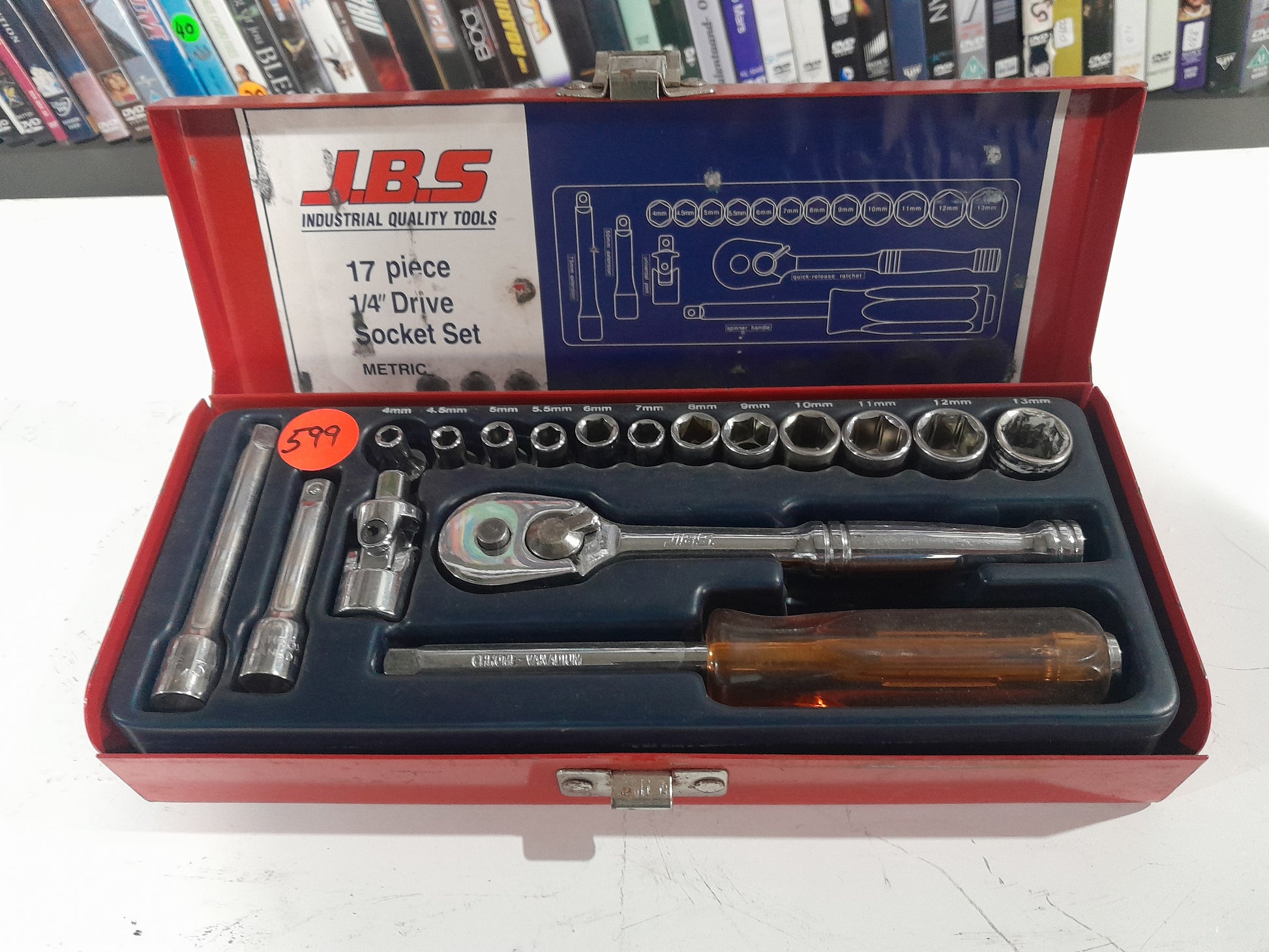 17 piece metric socket set showcasing various tools for efficient and precise work.