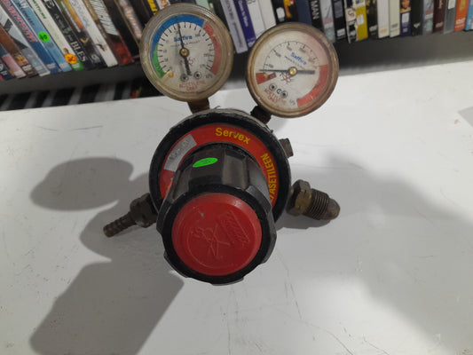 Sevex MK4 dual pressure regulator featuring gauges for CO2 and acetylene gas control.