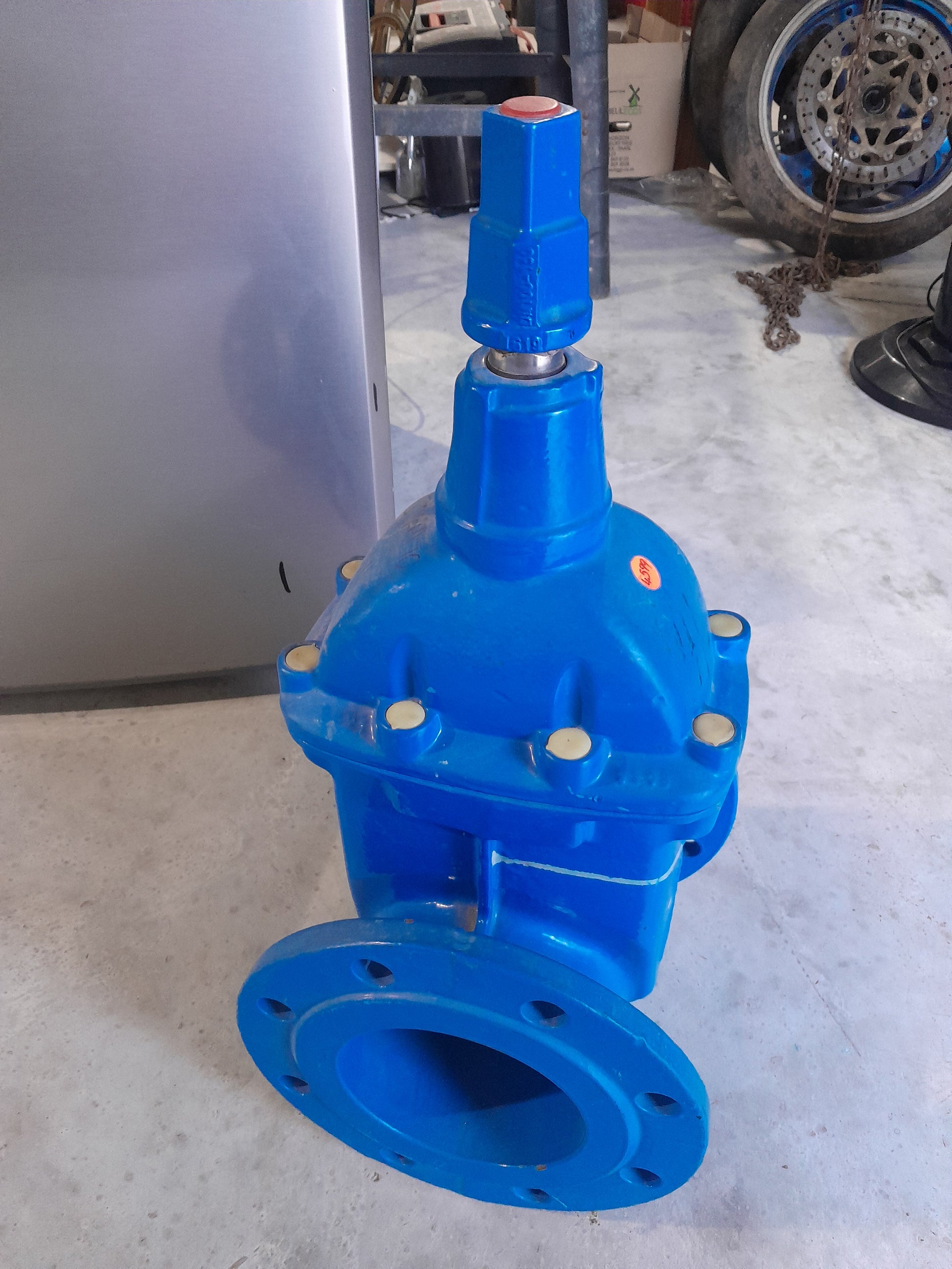Durable blue AVK butterfly valve, 150mm size, perfect for various industrial applications.