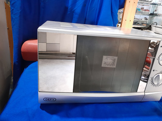  Defy 20L mirror glass door microwave in silver, model DMO 381, 700W output, compact kitchen appliance.