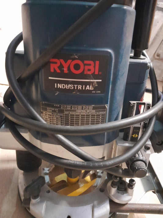 Side view of the Ryobi Industrial Router highlighting its ergonomic design and power.