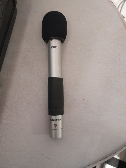 Close-up of Samson C02 microphone showcasing its sleek design and features.