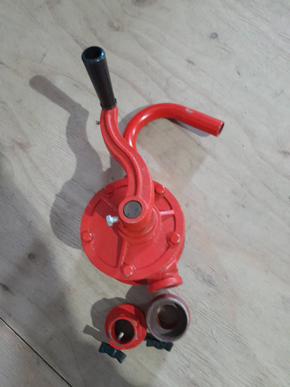 Koshin hand pump delivers approximately 1 gallon per 21 revolutions for easy fluid transfer.