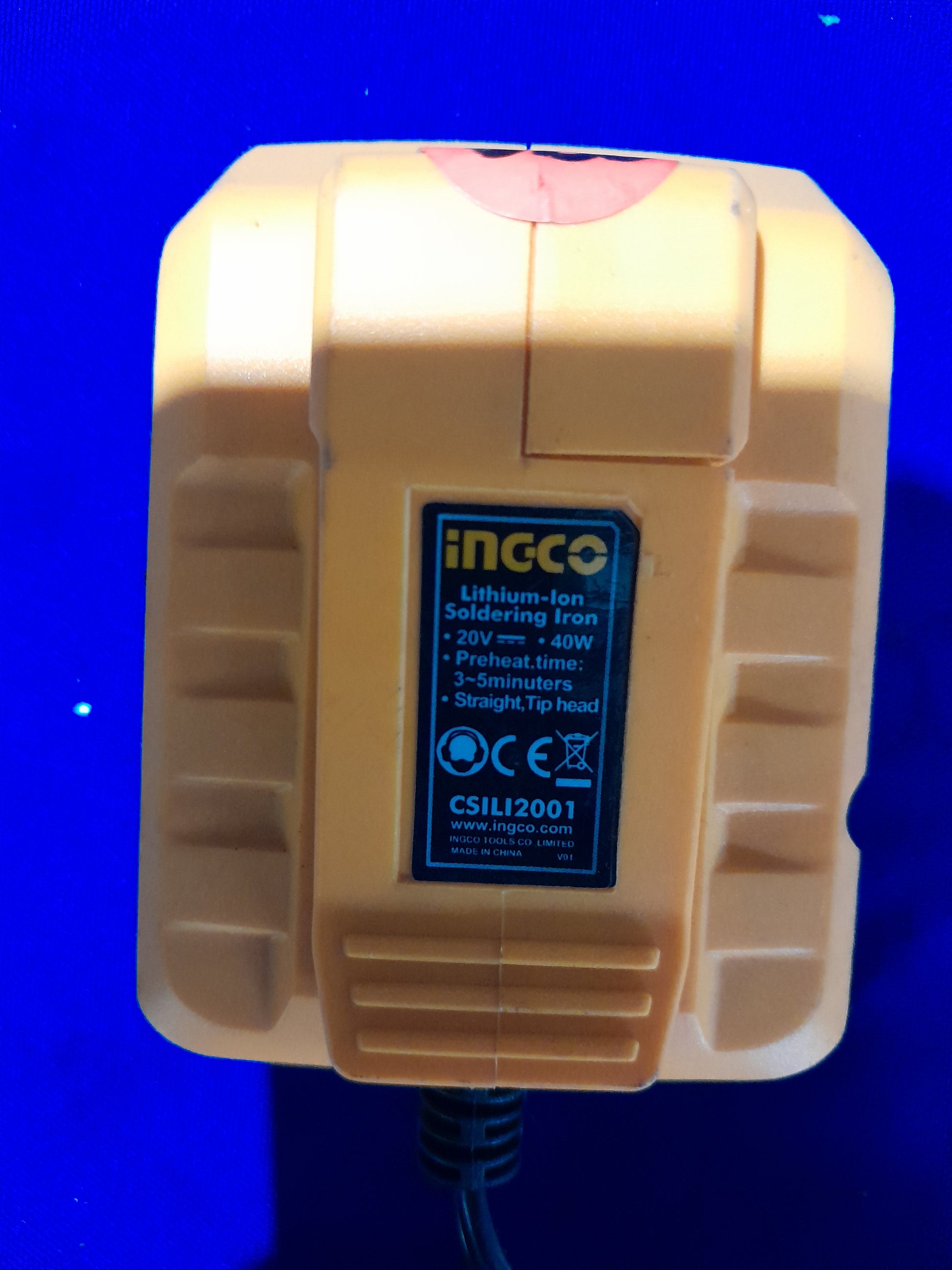 40W Ingco soldering iron, ideal for DIY projects, with a convenient battery-operated design.